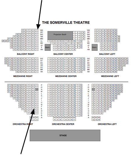 Somerville Theater seating map